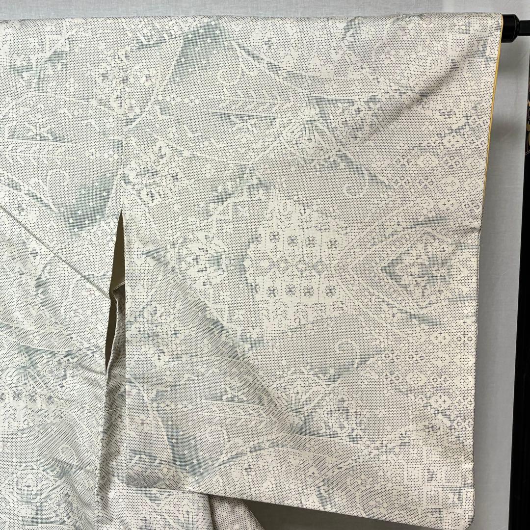 D40 本場白大島紬 正絹 着物 袷 美品