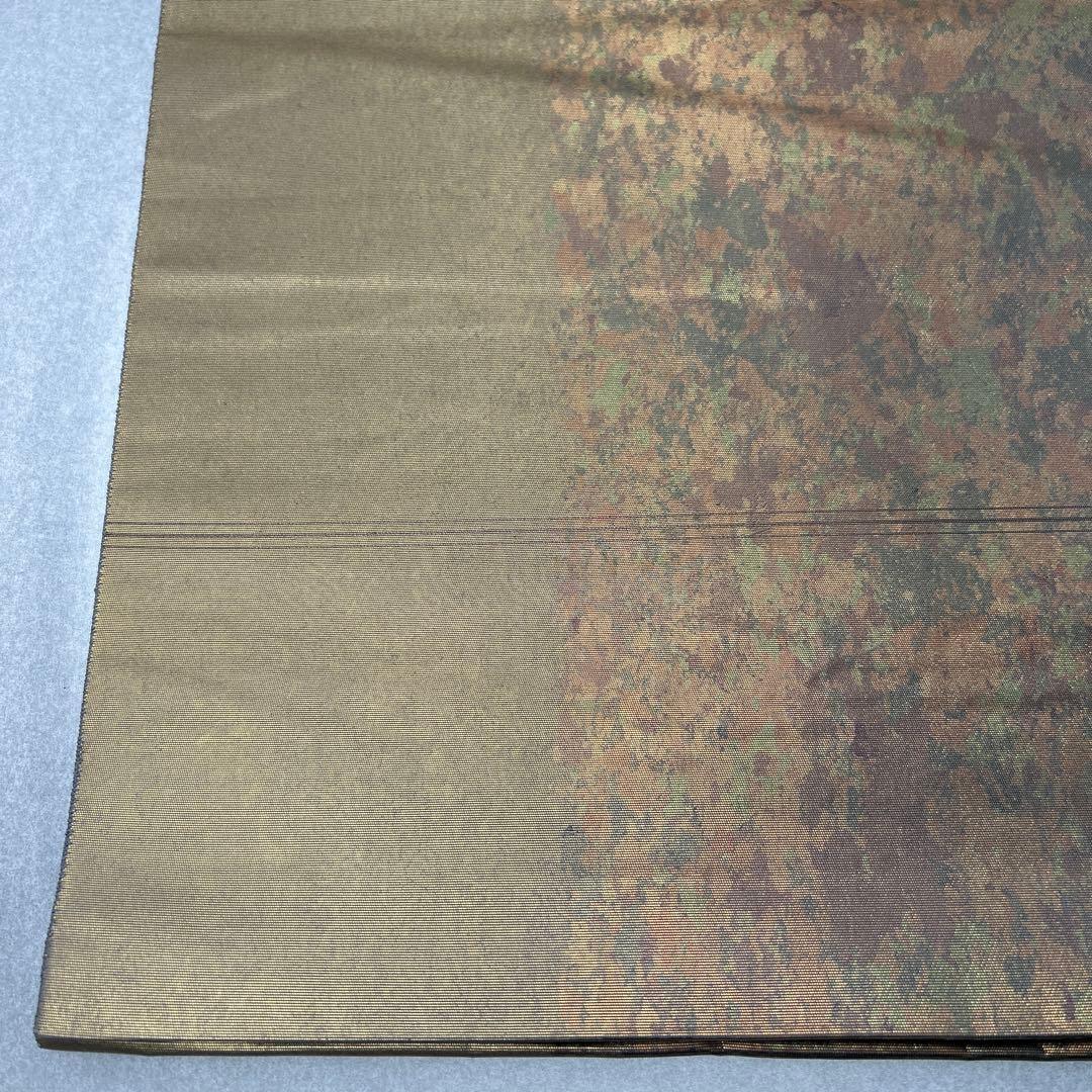 【本金箔 金泥箔】シルク製 六通柄袋帯 金色と茶色のグラデーション0105