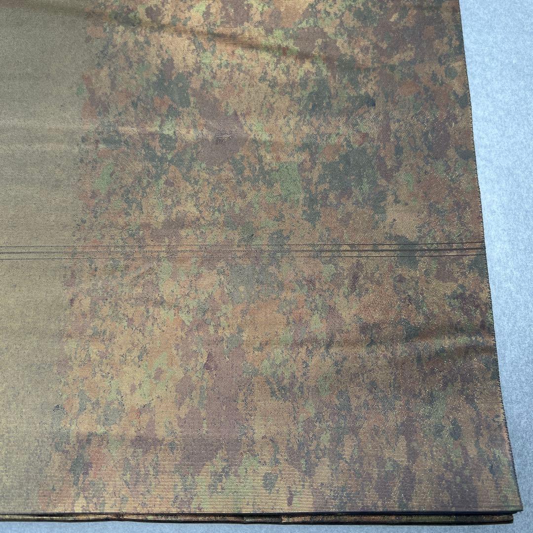 【本金箔 金泥箔】シルク製 六通柄袋帯 金色と茶色のグラデーション0105