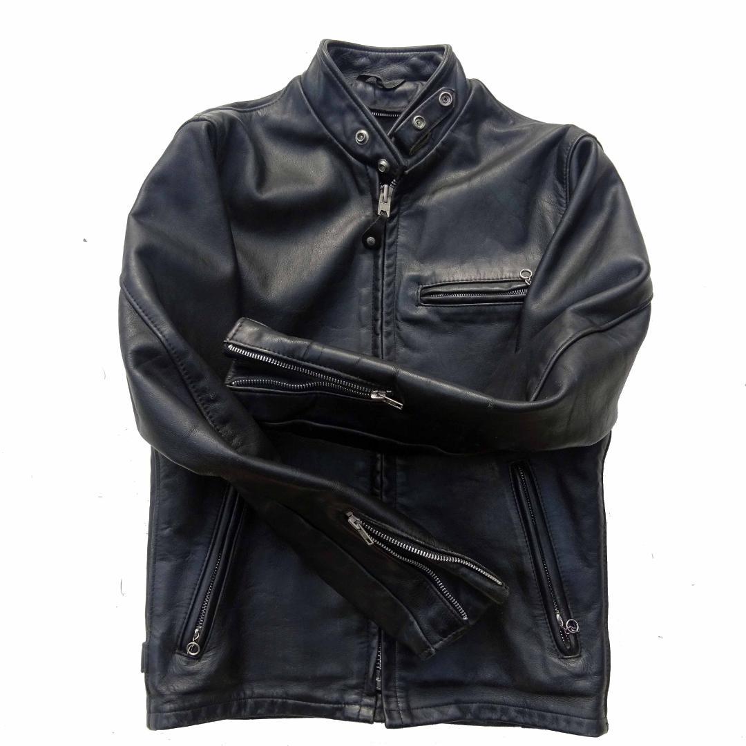 ショットUSA製641 LENZIP シングルライダース立ち襟 36ライナーなし