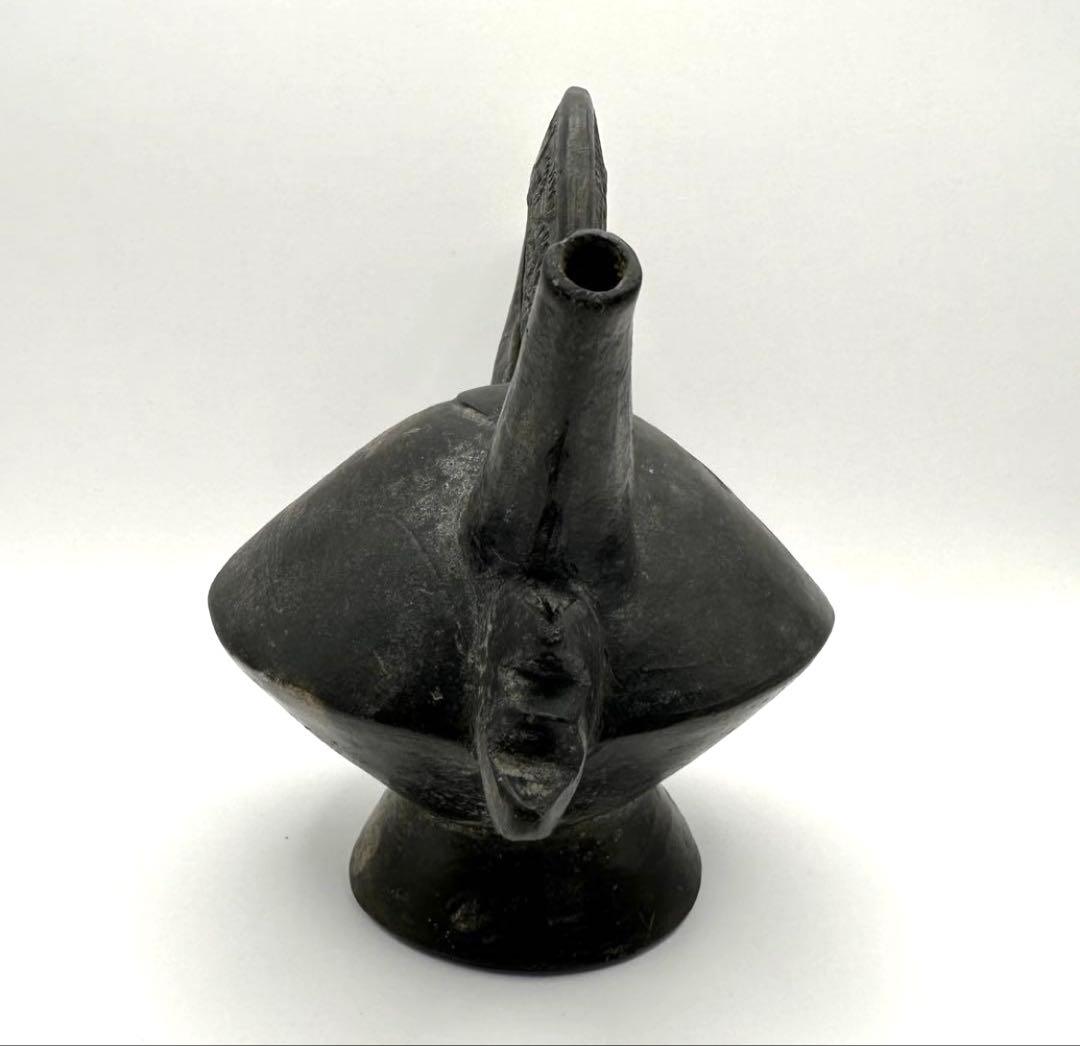 【土器】鑑定カード付 双口橋状注口土器 チムー文化ランバイエケ期 紀元1000年