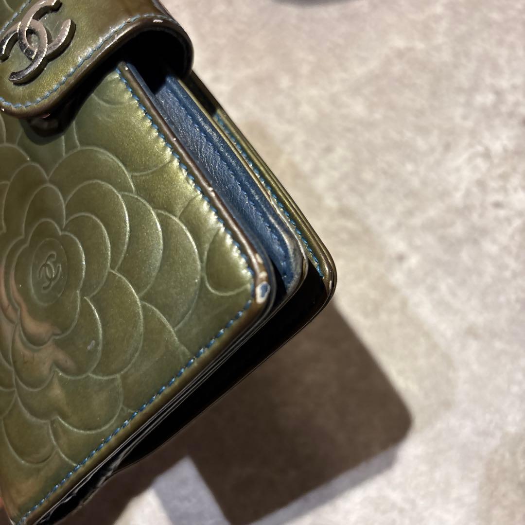 CHANEL シャネル カメリア 折り財布 ココマーク カード シール パテント