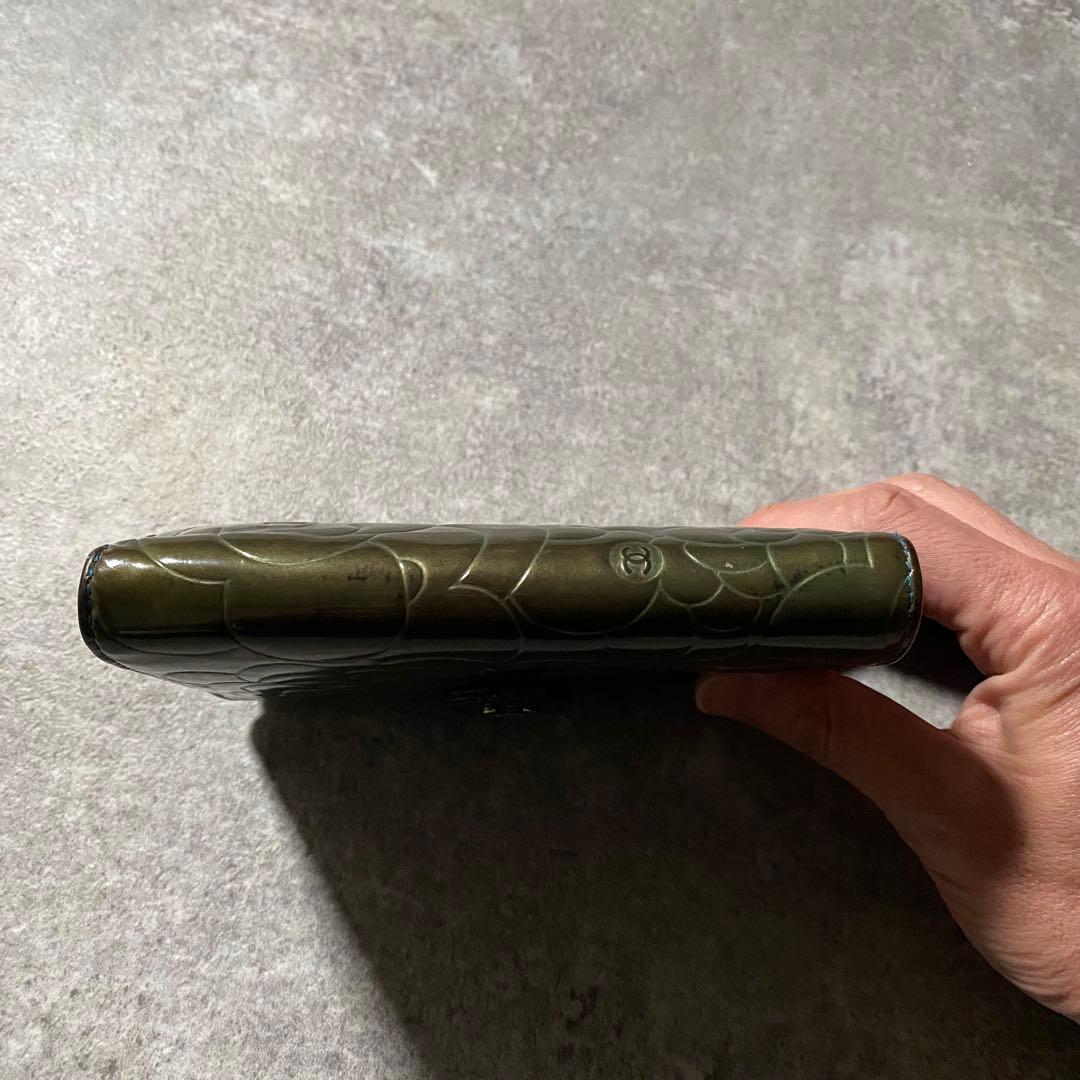 CHANEL シャネル カメリア 折り財布 ココマーク カード シール パテント