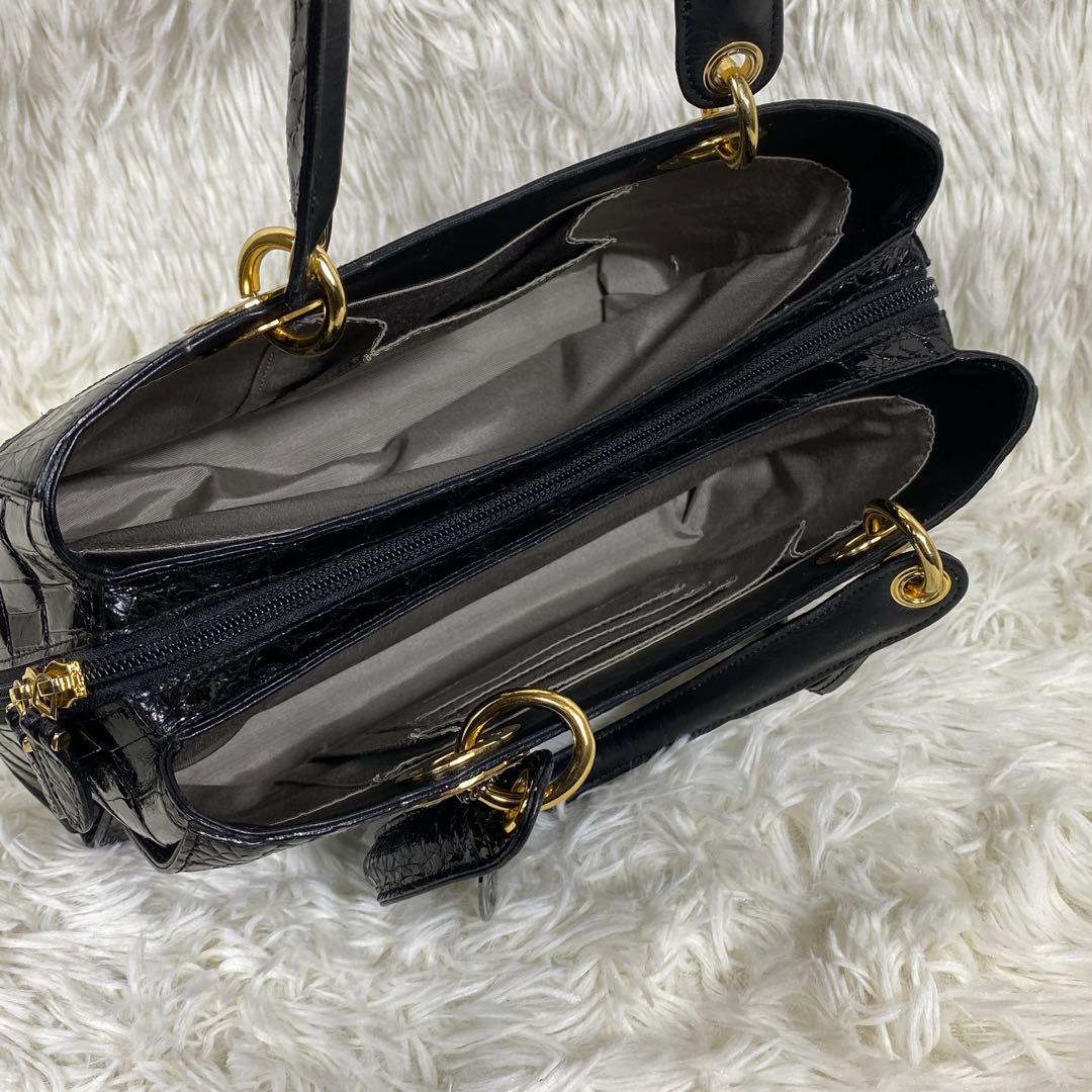 『sanpo』JRA シャイニングクロコ ハンドバック