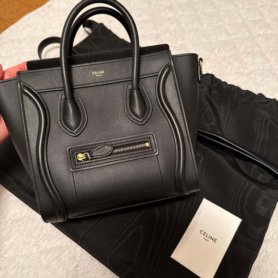 セリーヌ　ナノラゲージ　ブラック　スムーススキン　ゴールド金具