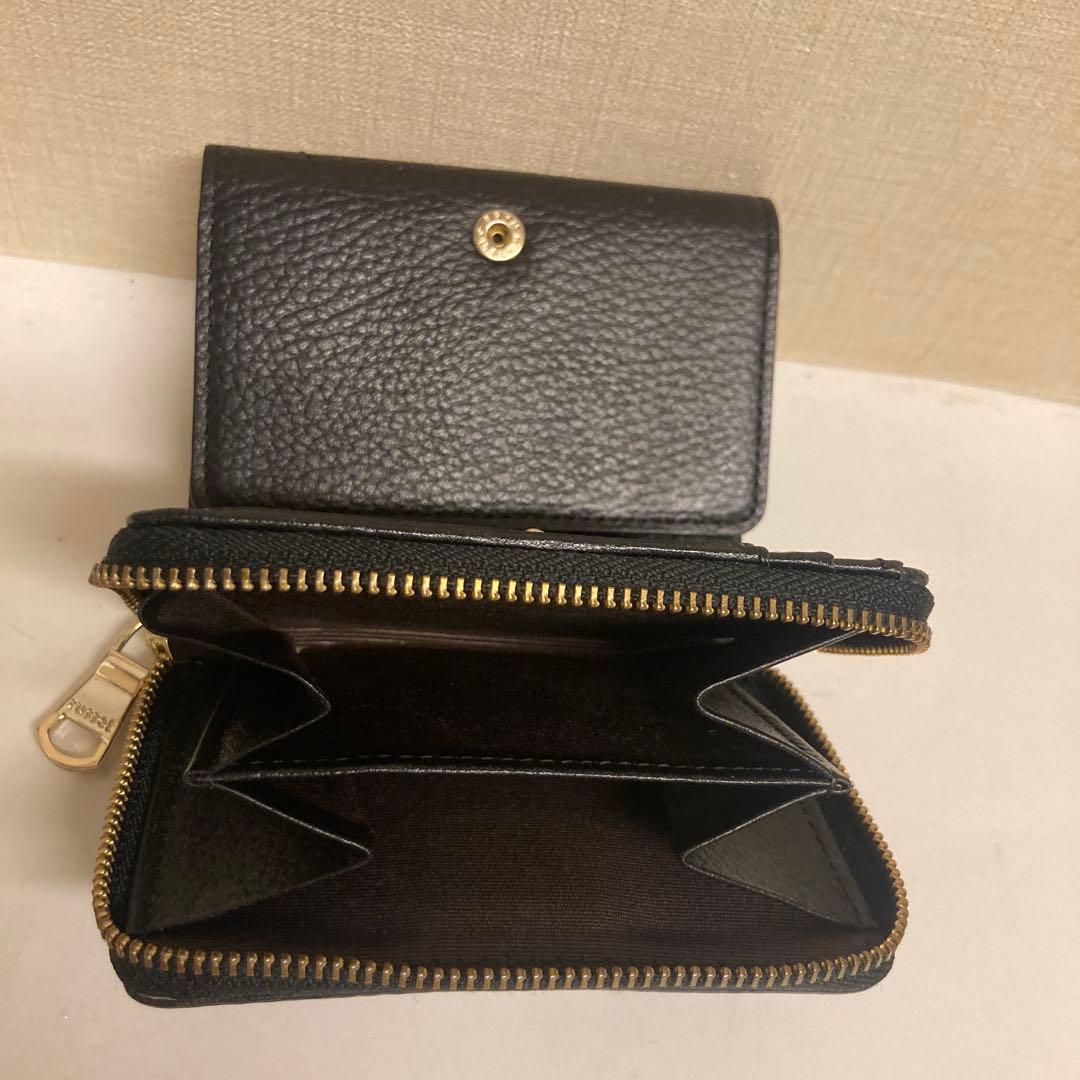 ラシット　三つ折り財布　レザーウォレット　 ラウンドファスナー　ブラック