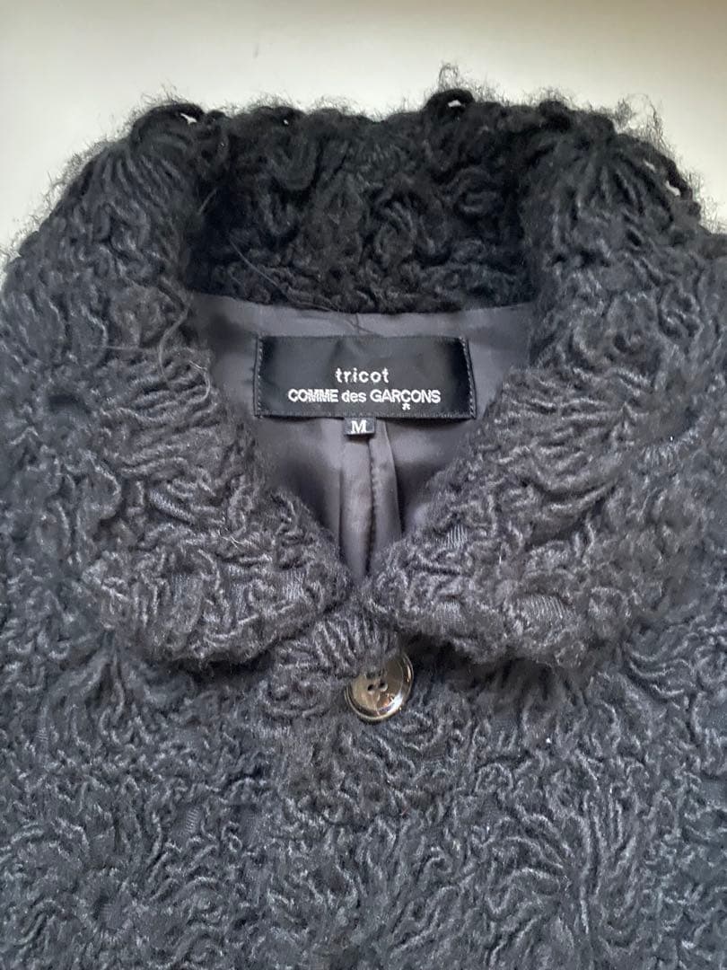 トリココムデギャルソン チェスターコート サイズM 花柄 総柄 ブラックトレンチ