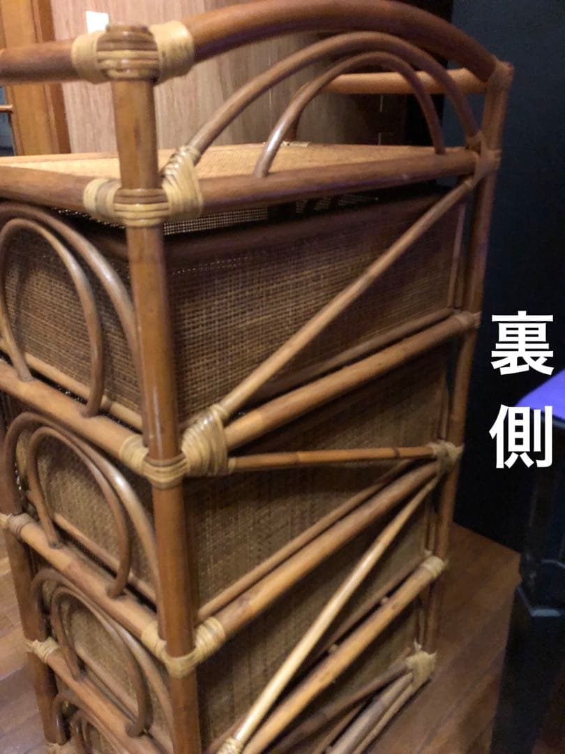ラタンチェスト♦️ナチュラルブラウン４段♦️通気性良いラタン家具♦️補償付　送料込