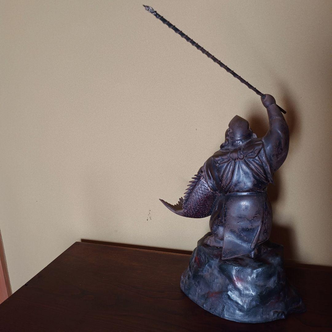 【古道具】恵比寿様 64cm 銅製 恵比寿 置き物 金属工芸 縁起物 工芸品