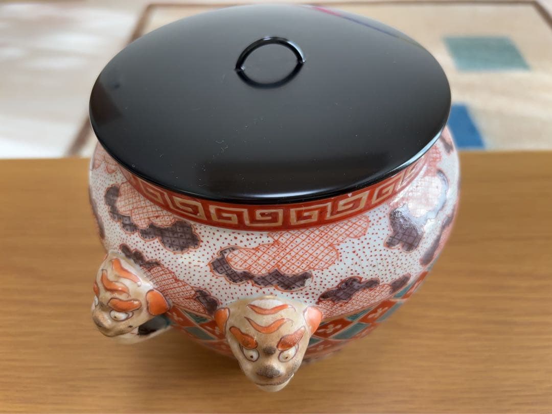 古伊万里盛期獅子耳水指 茶道具 水指 陶磁器 時代 陶芸