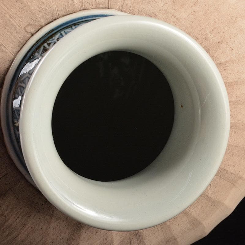 渋草焼　渋草柳造窯　漢詩虎文　猛虎　壷　花入　共箱　N　5788C