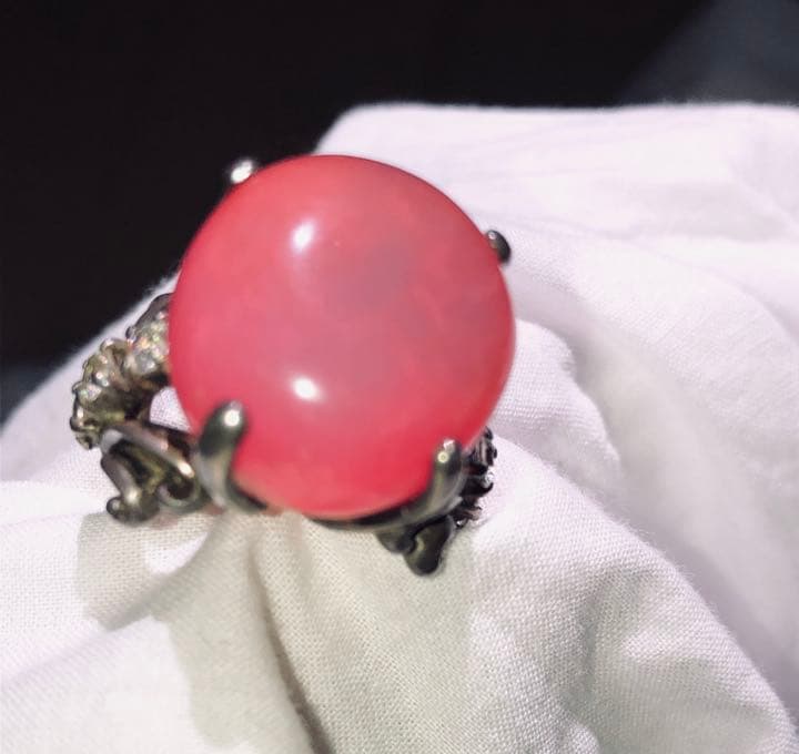 ビンテージ  オーダーメイド　リング　ピンク　瑪瑙　アンティーク シルバー