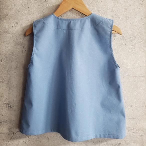 ミモザ 後ろゴム 袖なしスモック