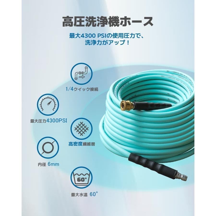 高品質！★Kareyou純正高圧洗浄機ホース 20ｍ 両端1/4ワンタッチクイッ