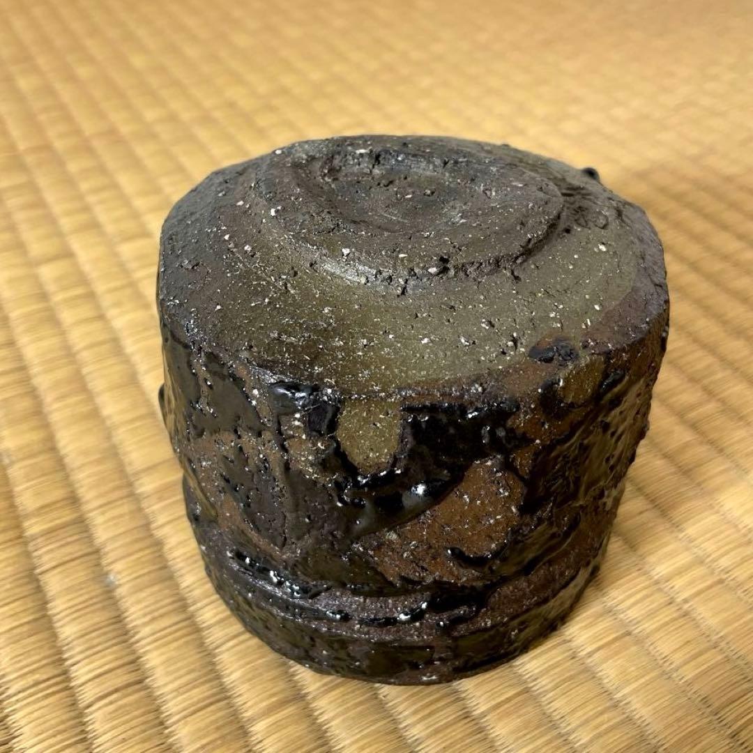 #XG531 陶芸家・天狗寺陶白人 ・引出黒茶碗・銘『玄苔』・共箱・茶碗・茶道具