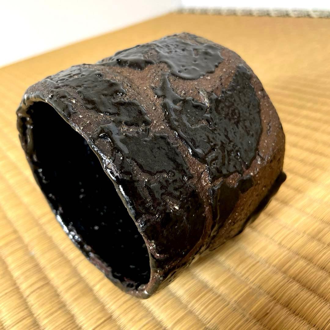 #XG531 陶芸家・天狗寺陶白人 ・引出黒茶碗・銘『玄苔』・共箱・茶碗・茶道具