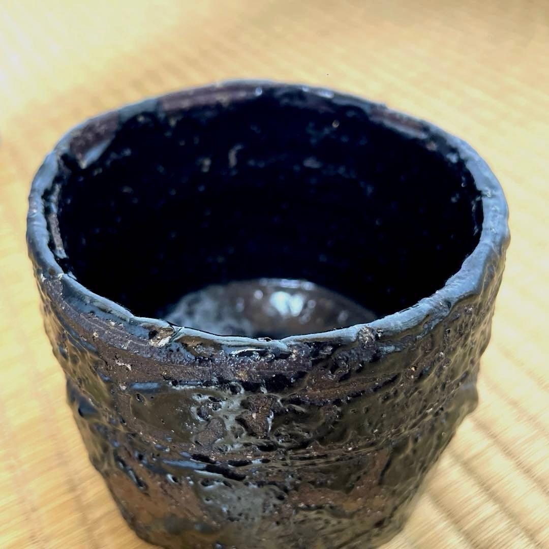 #XG531 陶芸家・天狗寺陶白人 ・引出黒茶碗・銘『玄苔』・共箱・茶碗・茶道具