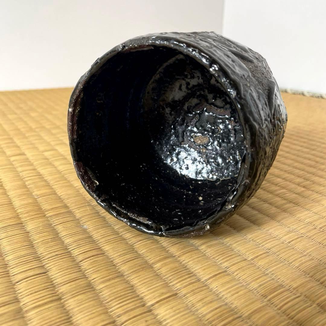 #XG531 陶芸家・天狗寺陶白人 ・引出黒茶碗・銘『玄苔』・共箱・茶碗・茶道具
