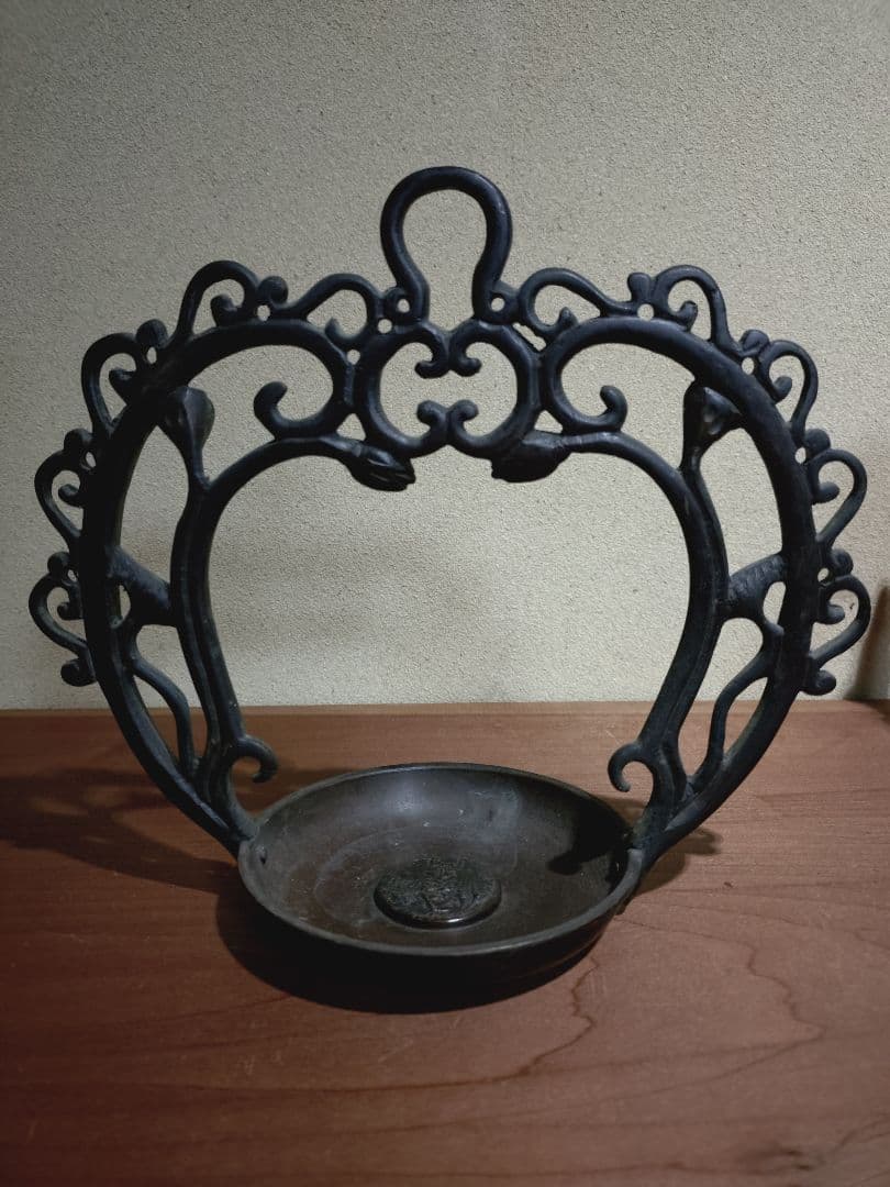 銅製 吊るし 蓮弁紋 灯火器一対 花器 花入れ 古道具 古民具 行燈 行火 灯明