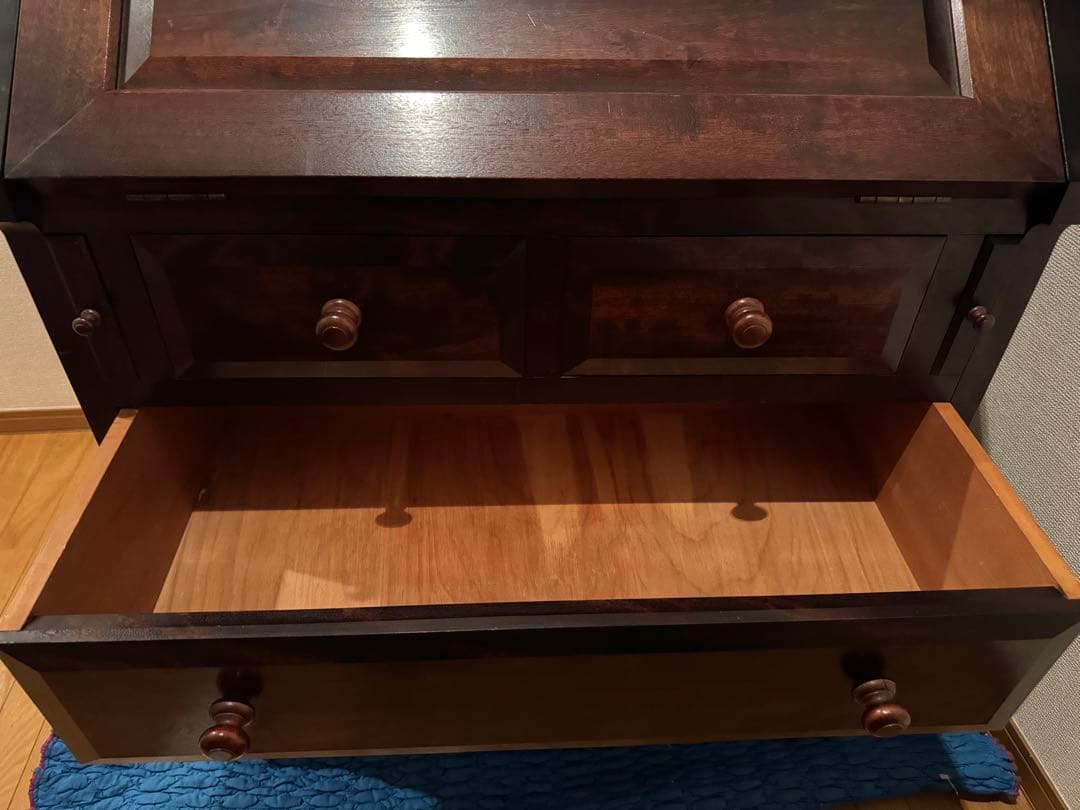 ナ*)様 松本民芸家具 ライティングビューロー 引き出し付き チェスト 薄型