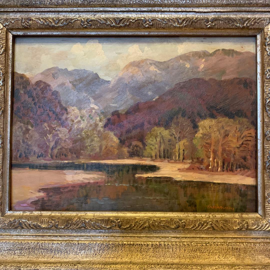 絵画 三峯山・額縁付き・作者:TAMAFUSHI(作者不明)