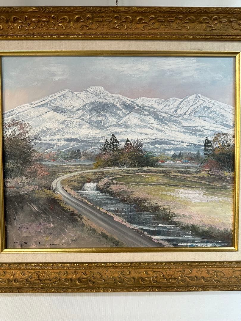 佐田光 肉筆　真作油彩画 絵画　妙高高原 キャンバス画　インテリア