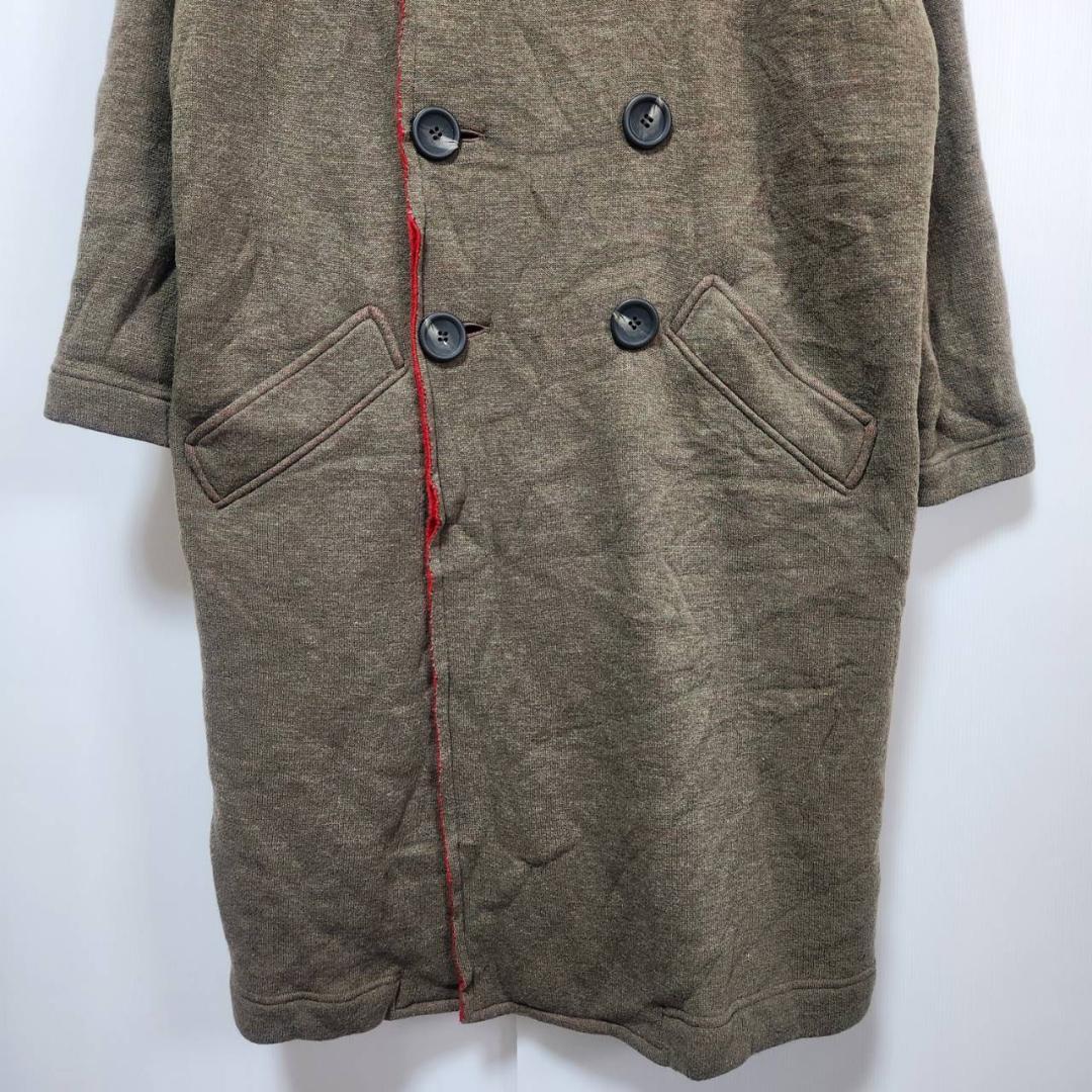 ワイズ Y's バイカラー断ち切りニットコート カーキ ロングコート L