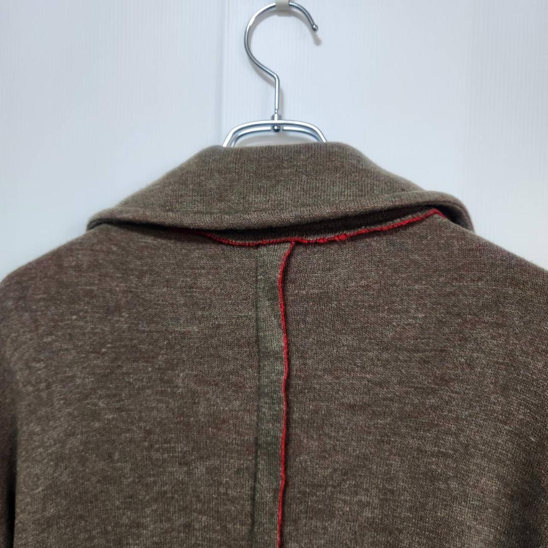 ワイズ Y's バイカラー断ち切りニットコート カーキ ロングコート L