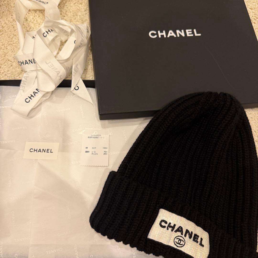 レア正規品CHANEL カシミヤ ニット帽 ビーニー シャネル ココマーク