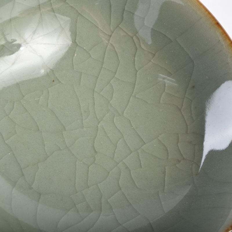 中国　哥窯　青磁　金糸鉄線　氷裂文　輪花皿　C　8994