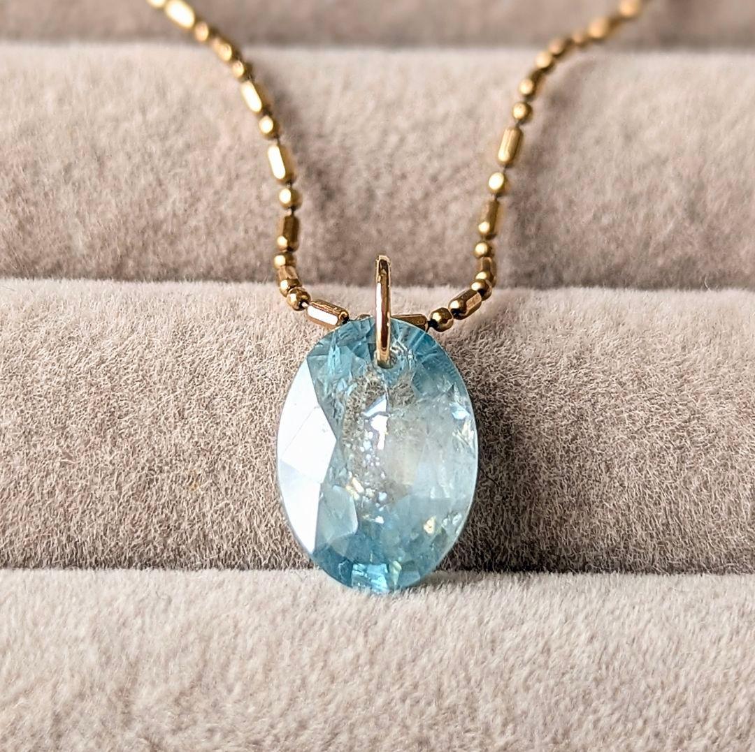 ♢六花♢K18 バイカラ―ブルージルコン3.87ct ネックレスチャーム