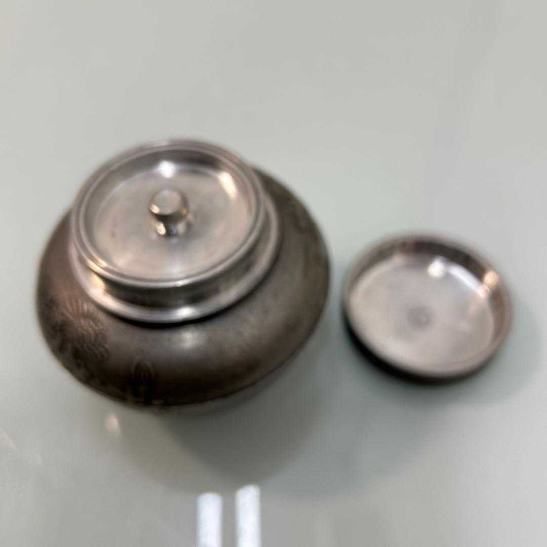 ☆緋襷(ひだすき)備前焼　本錫乾茂號造茶壷　茶入れ☆