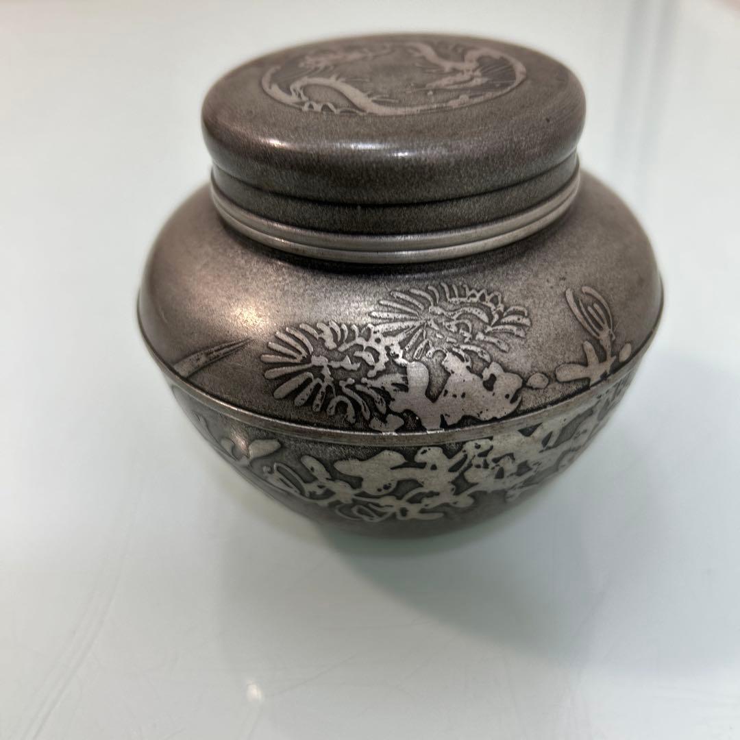 ☆緋襷(ひだすき)備前焼　本錫乾茂號造茶壷　茶入れ☆