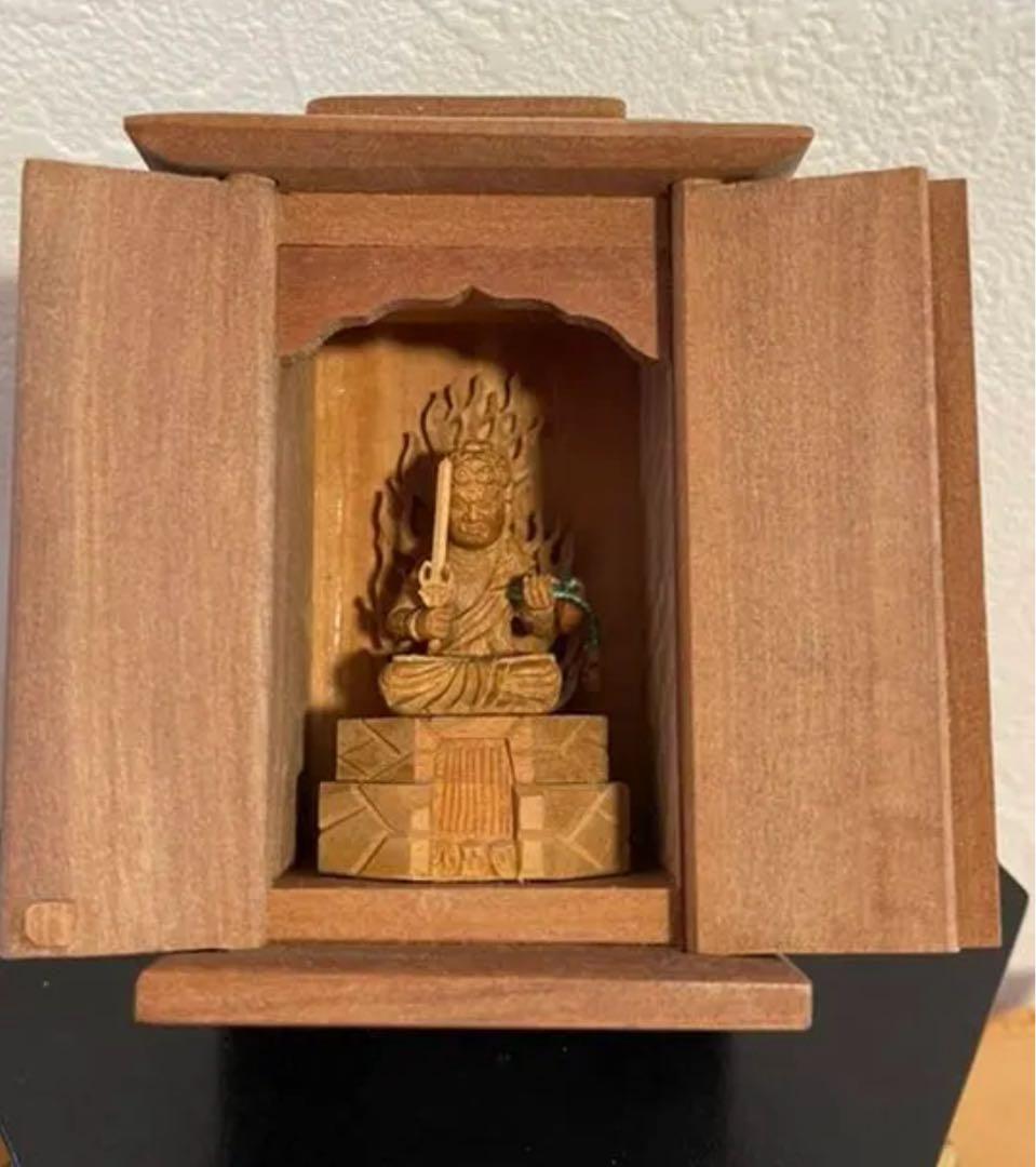 超極美品　ミニ不動明王　仏身インド籠山白檀　携帯