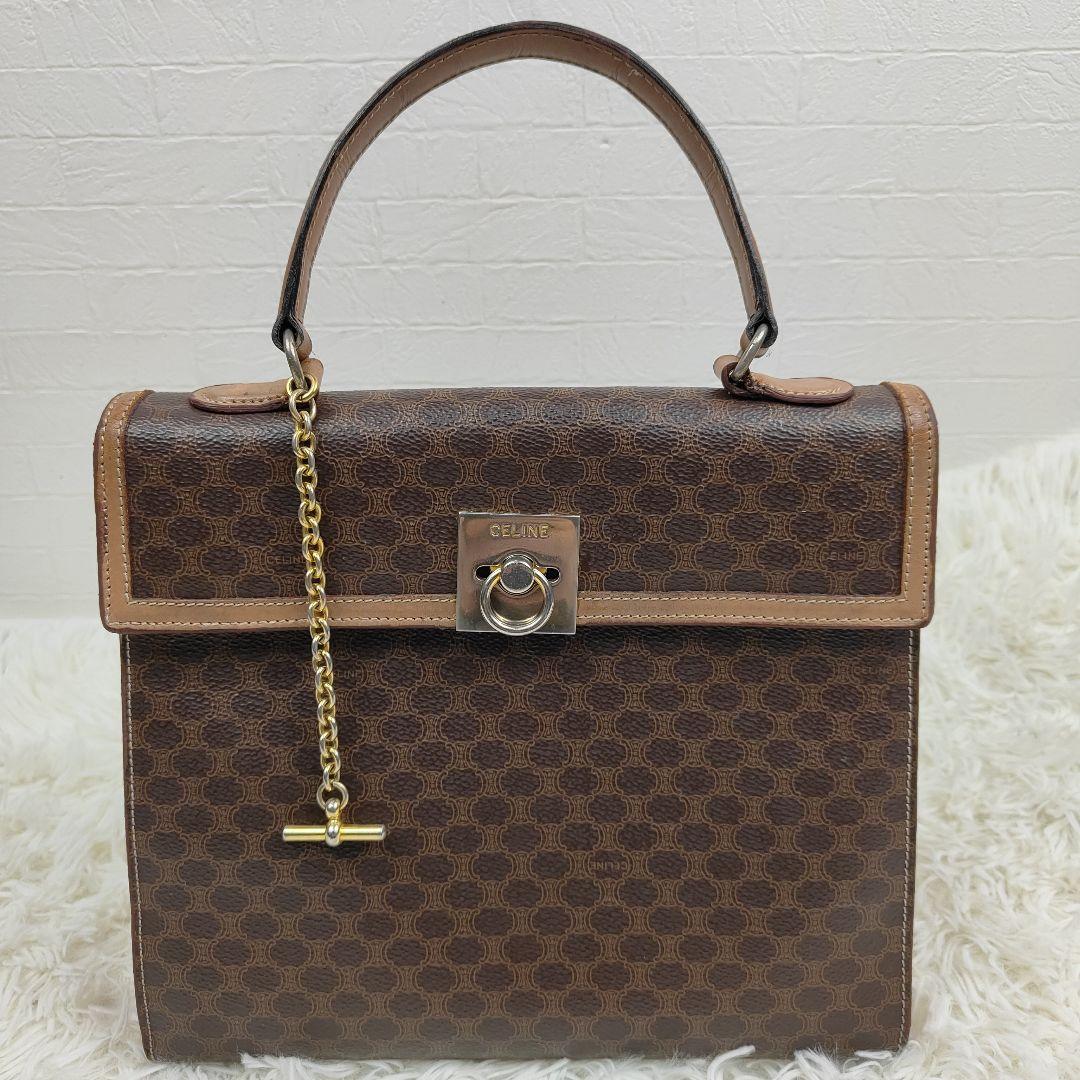 CELINE　ハンドバッグ　トリオンフ　マカダム　ガンチーニ　PVC　レザー