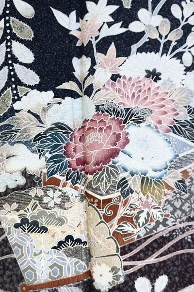 ★専用★美品 訪問着 辻が花 墨黒 袷 身丈166.0cm トールサイズ 正絹