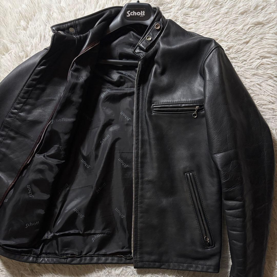 【米国製】schott ライダースジャケット　シングル　ブラック　641 38
