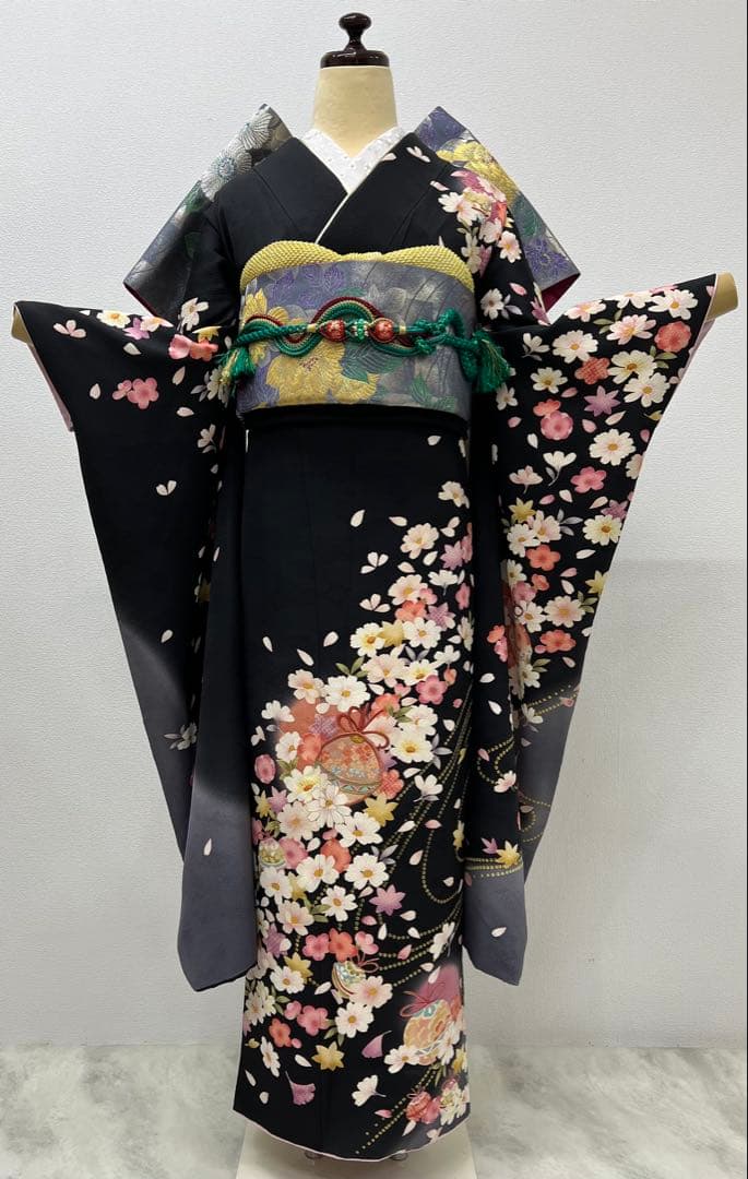 振り袖　フルセット　長襦袢付　成人式　パーティー　金彩加工　刺繍入り　723