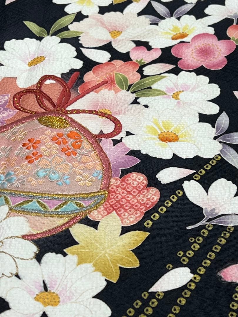 振り袖　フルセット　長襦袢付　成人式　パーティー　金彩加工　刺繍入り　723