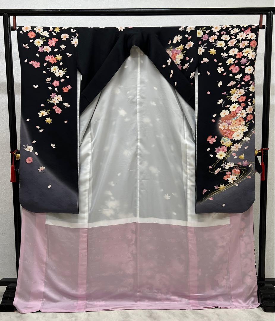 振り袖　フルセット　長襦袢付　成人式　パーティー　金彩加工　刺繍入り　723