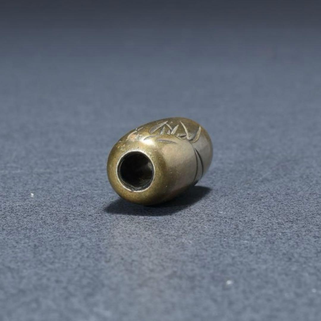 緒締め玉　竹図　提げもの　金属　彫金　金工　R1645