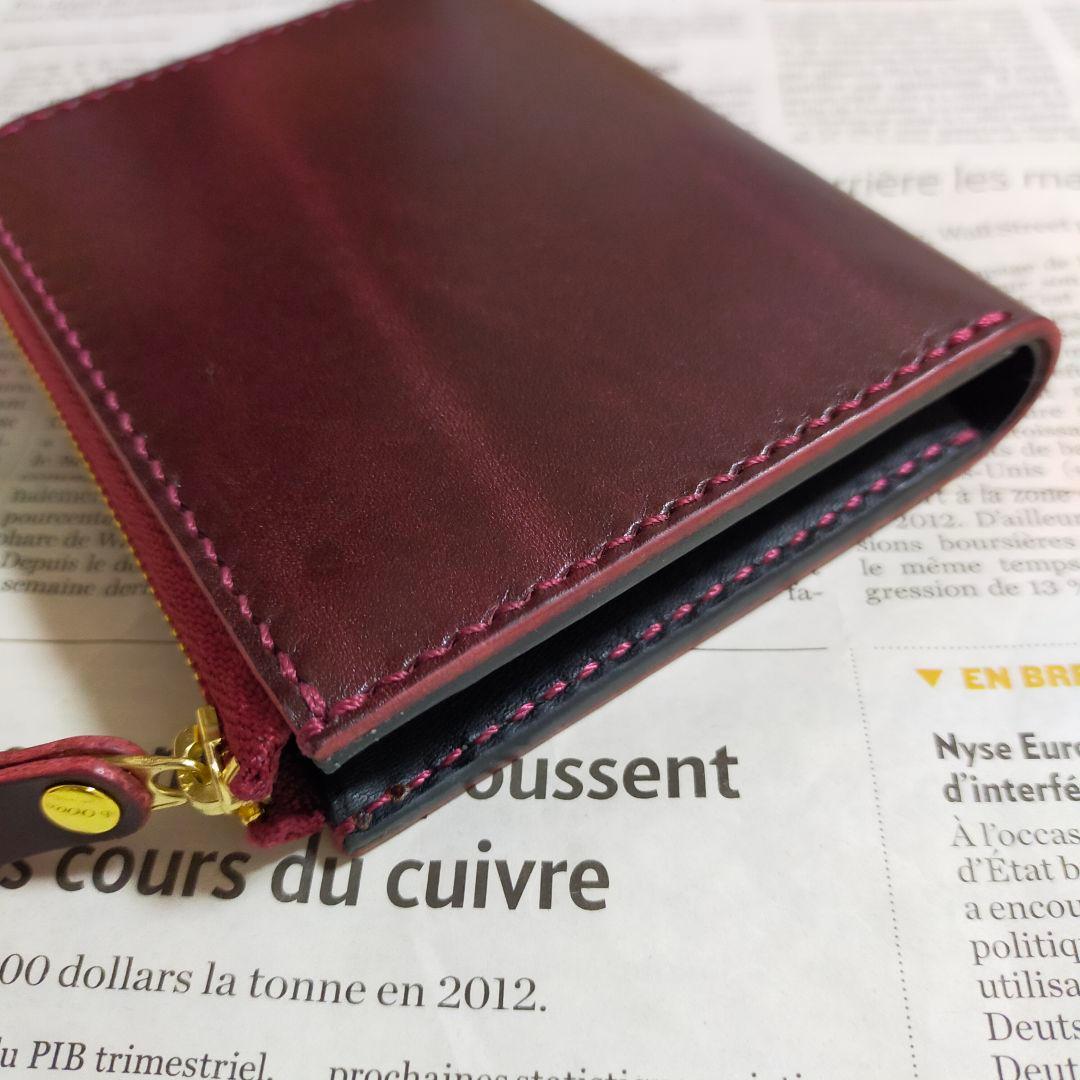 【山吹の里】ルガトショルダー　ワイン　L字ファスナーウォレット