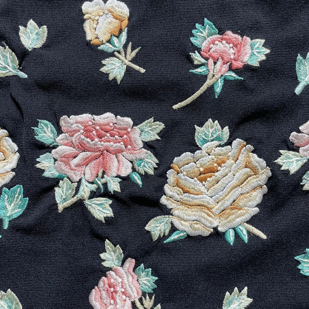 Vivienne Tam ノースリーブトップス 花柄刺繍 パワーネット 黒