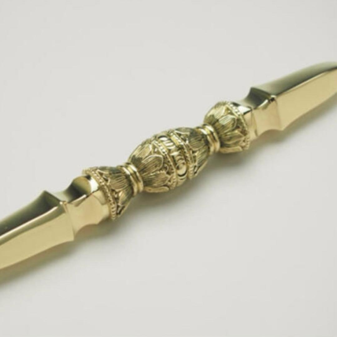 希少　金剛杵　独鈷杵　法具　チベット密教　ビンテージ　バジュラ　仏教美術　黄銅製