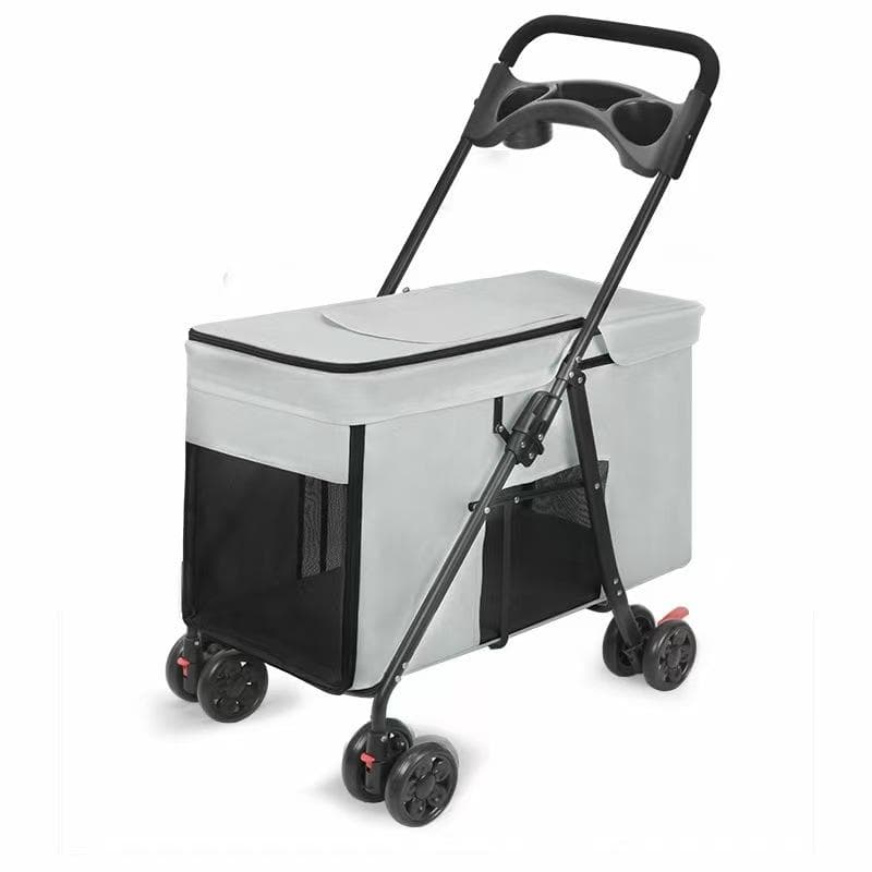 後輪ブレーキ付 散歩/旅行/介護用 折りたたみ 4輪 多頭 取り外し可能