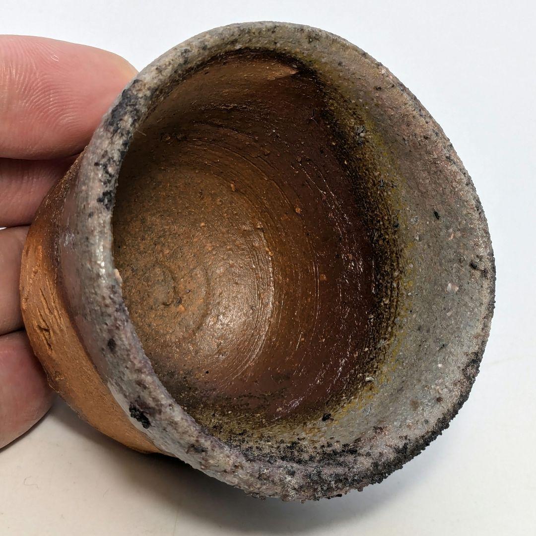 備前市無形文化財 柴岡信義 備前焼 窯変ぐい呑B 共箱共布栞 酒器 酒盃 食器