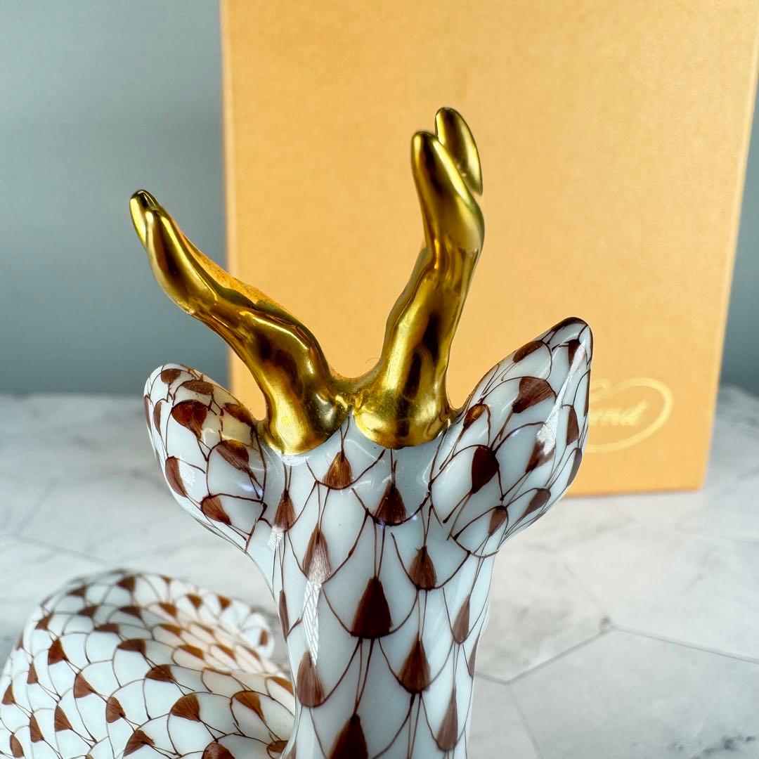 DA1294 ヘレンド　herend トナカイ　シカ　鹿置物　陶器　フィギュリン