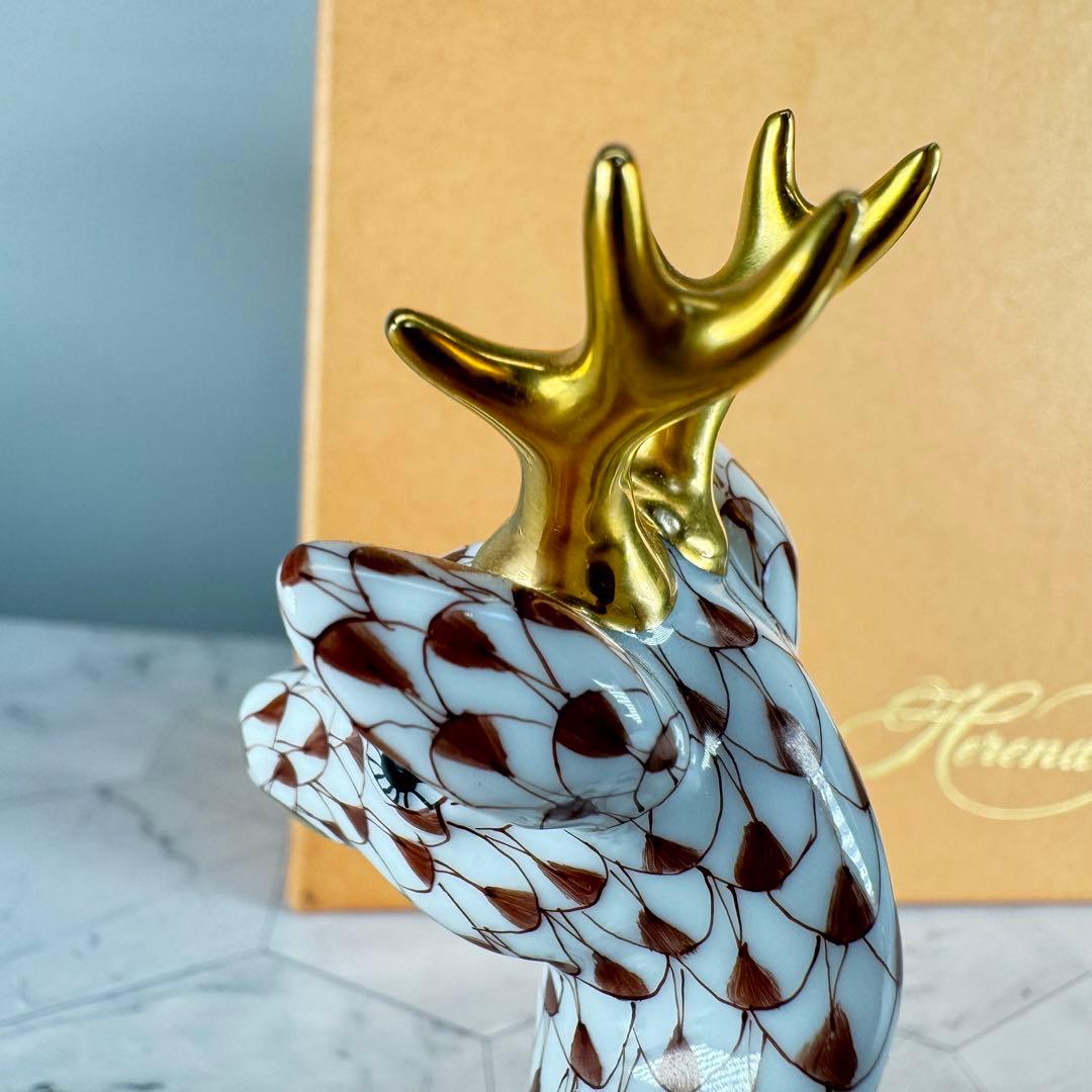 DA1294 ヘレンド　herend トナカイ　シカ　鹿置物　陶器　フィギュリン