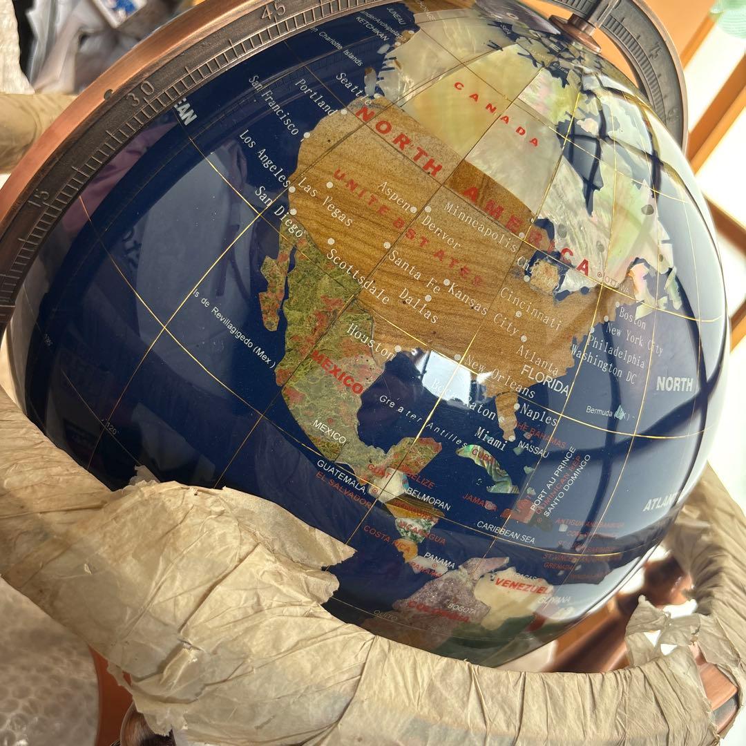 【美品✨希少】天然石✨地球儀✨アンティーク✨インテリア✨コレクション✨シェル