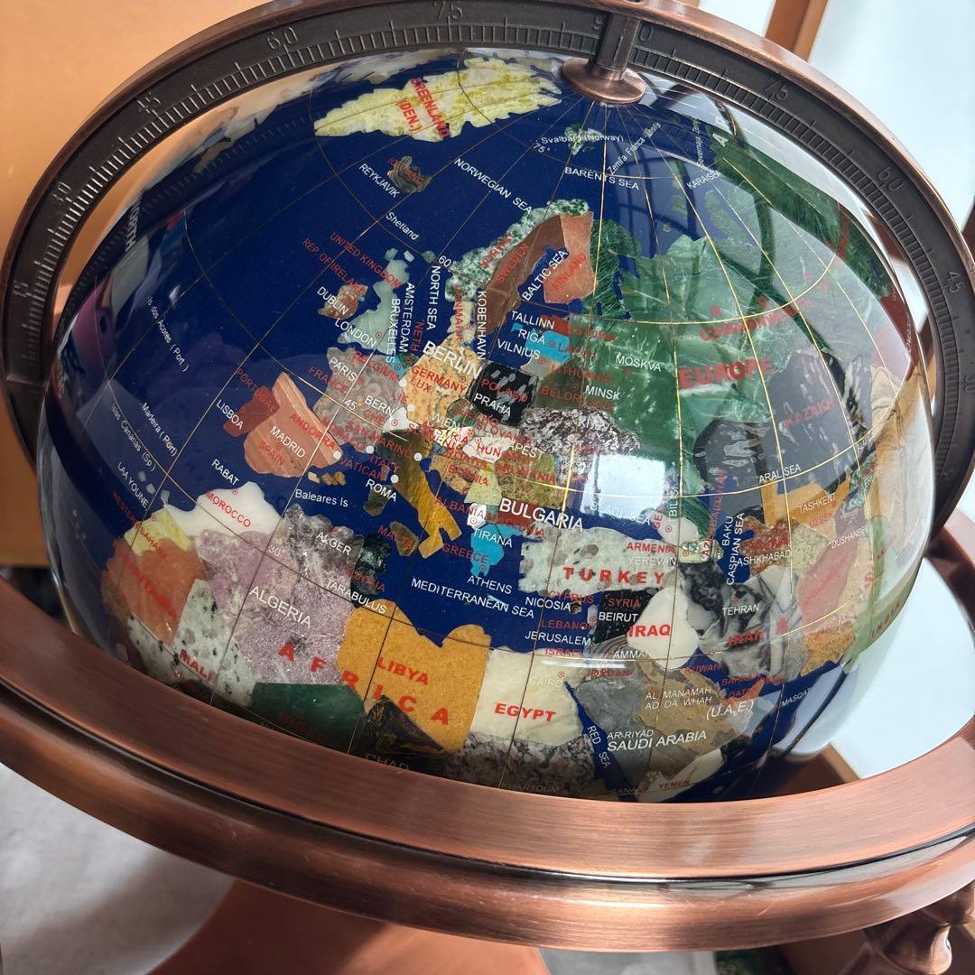 【美品✨希少】天然石✨地球儀✨アンティーク✨インテリア✨コレクション✨シェル